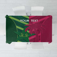 Cricket-themed rectangular tablecloth with green and magenta geometric artwork