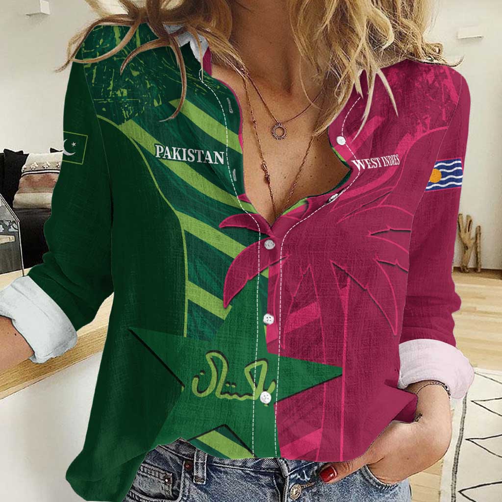 Custom West Indies And Pakistan Cricket Women Casual Shirt 2025 Windies Shaheens Together