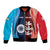 Custom India And England Cricket Bomber Jacket 2025 Men In Blue Three Lions Together - Wonder Print Shop