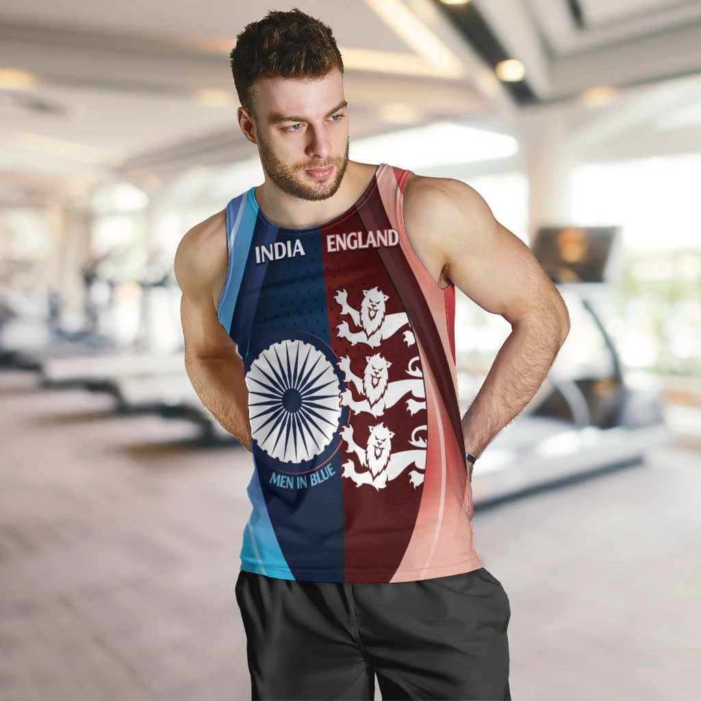 Custom India And England Cricket Men Tank Top 2025 Men In Blue Three Lions Together - Wonder Print Shop