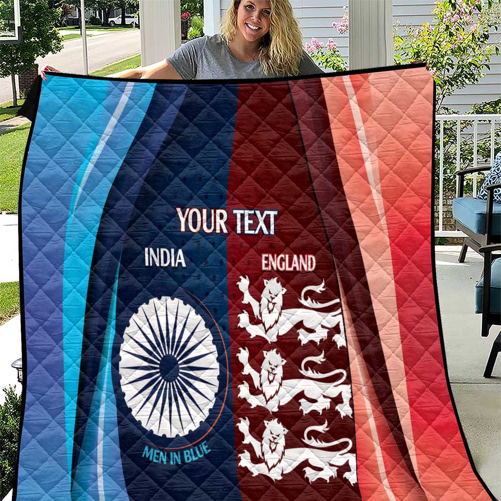 Custom India And England Cricket Quilt 2025 Men In Blue Three Lions Together