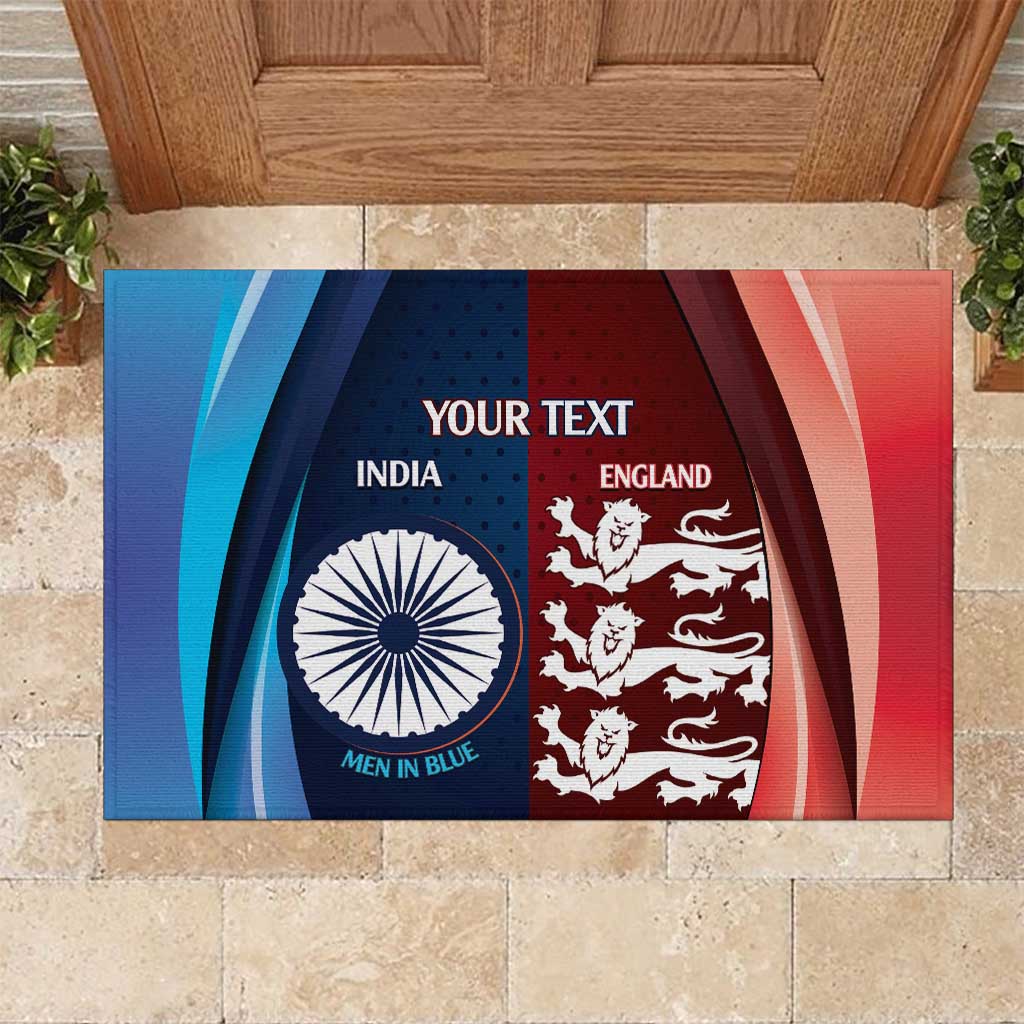 Custom India And England Cricket Rubber Doormat 2025 Men In Blue Three Lions Together