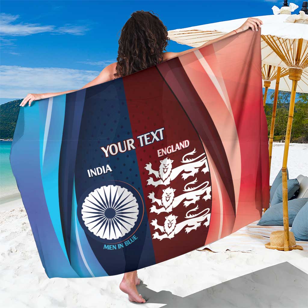 Custom India And England Cricket Sarong 2025 Men In Blue Three Lions Together