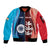 Custom India And England Cricket Sleeve Zip Bomber Jacket 2025 Men In Blue Three Lions Together