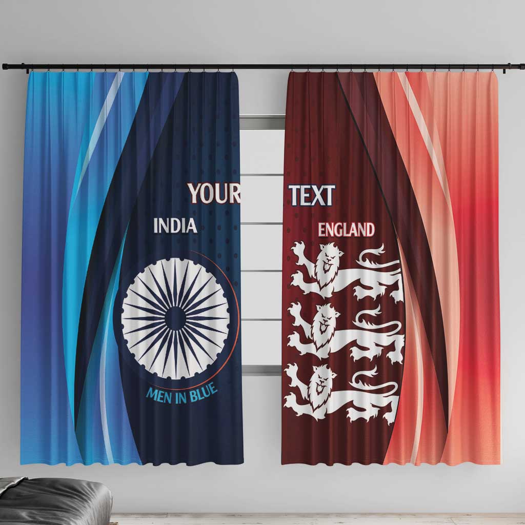 Custom India And England Cricket Window Curtain 2025 Men In Blue Three Lions Together