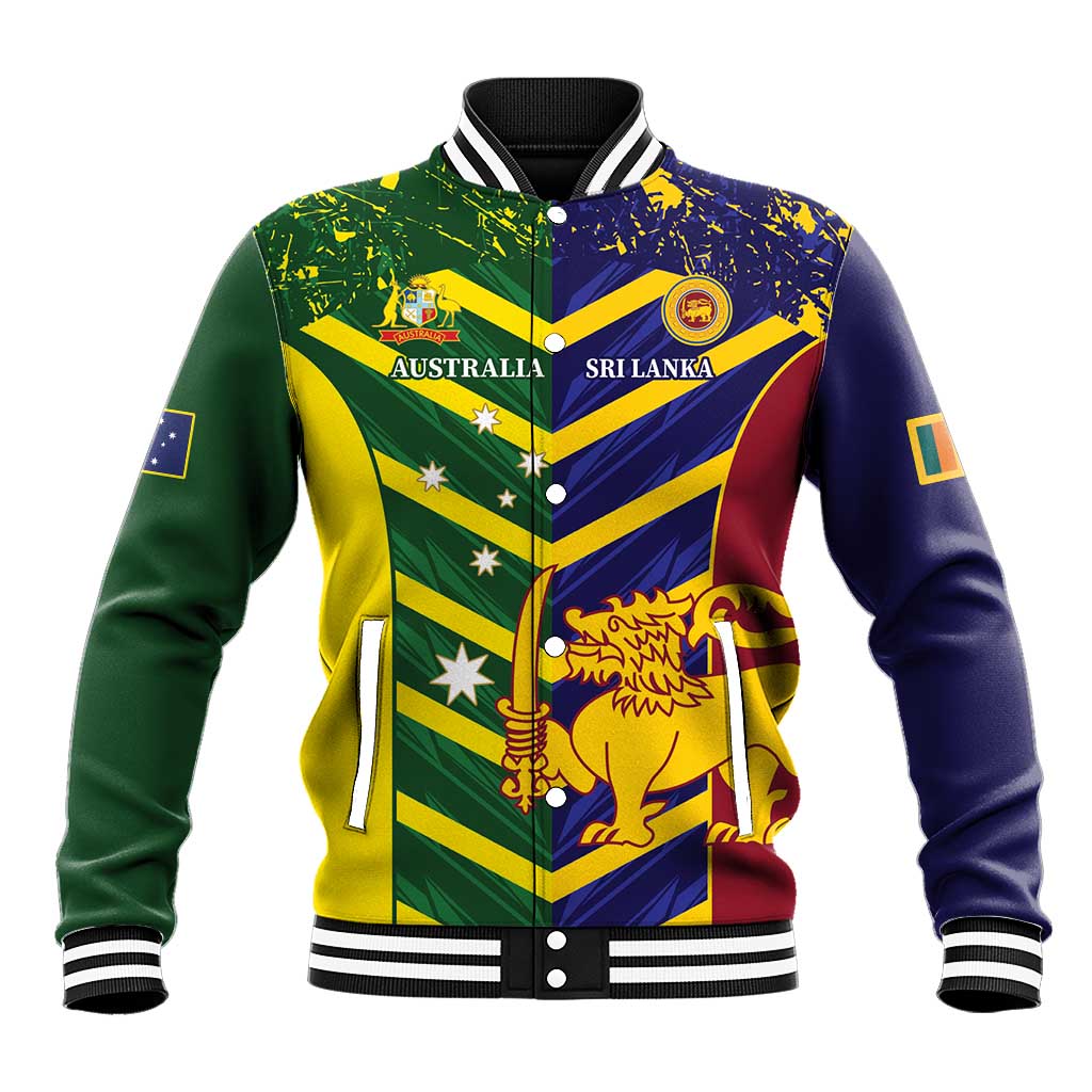 Custom Sri Lanka And Australia Cricket Baseball Jacket 2025 The Lions Baggy Greens Together - Wonder Print Shop