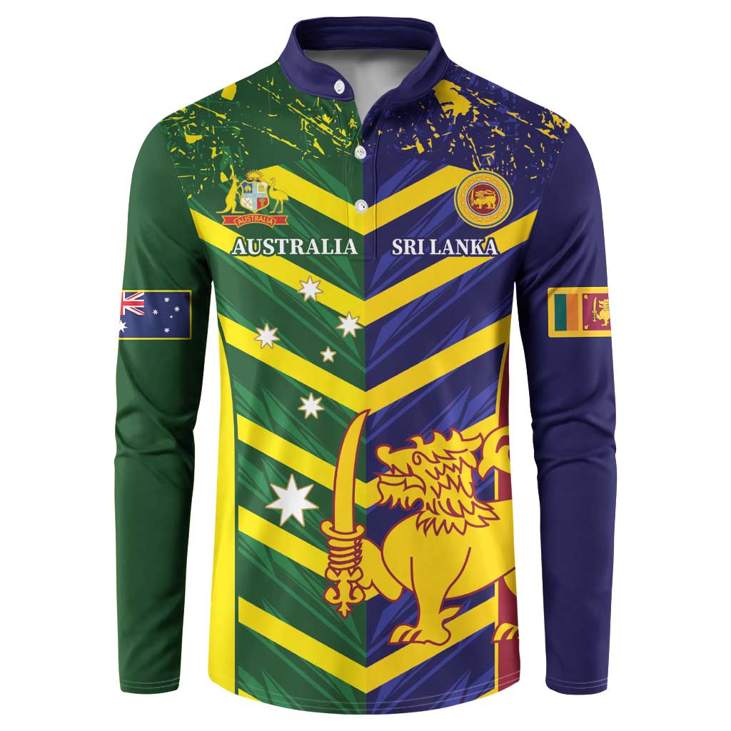 Green and navy cricket-style button sweatshirt with long sleeves and country crest