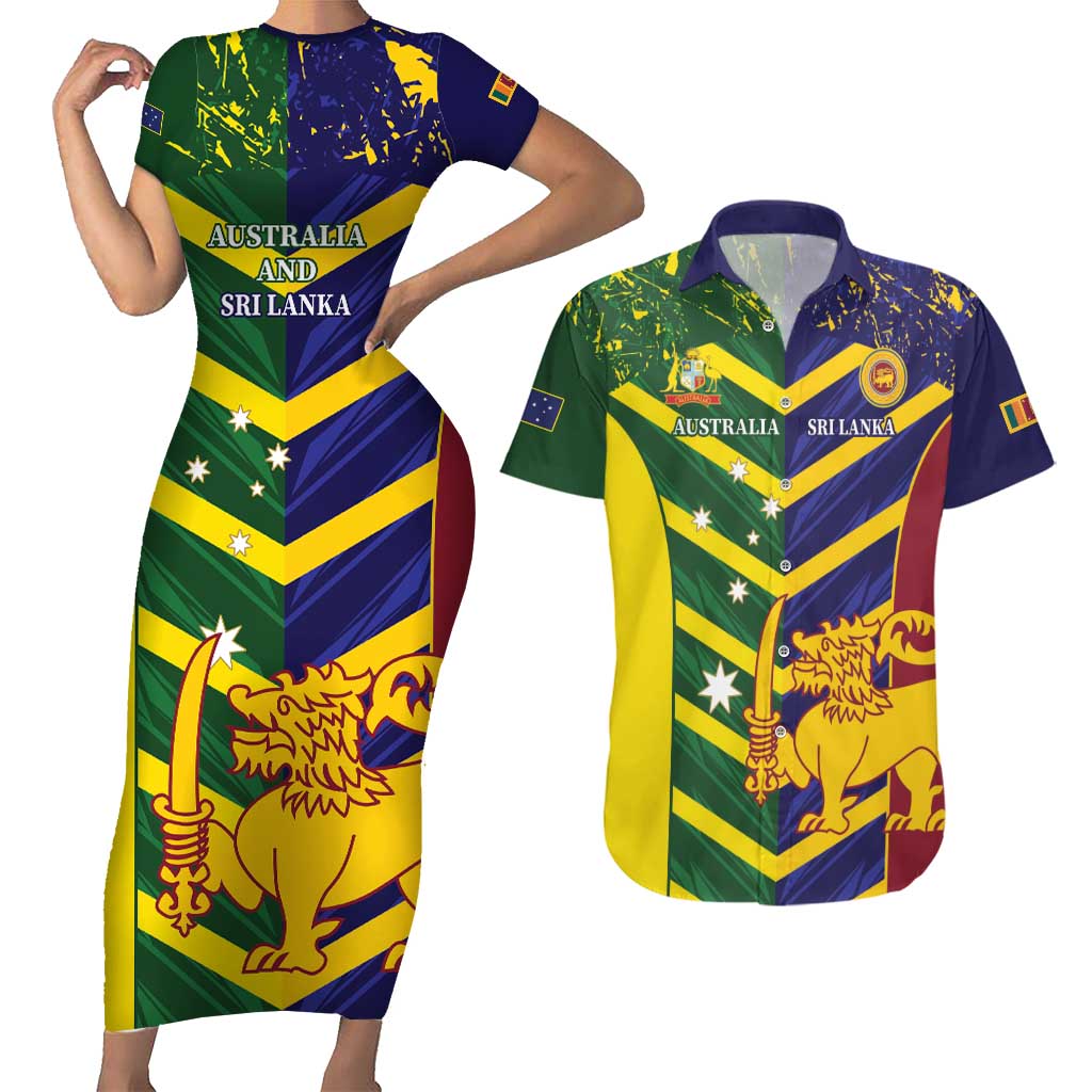 Custom Sri Lanka And Australia Cricket Couples Matching Short Sleeve Bodycon Dress and Hawaiian Shirt 2025 The Lions Baggy Greens Together - Wonder Print Shop