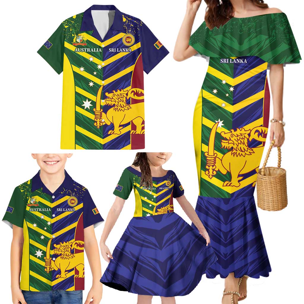 Custom Sri Lanka And Australia Cricket Family Matching Mermaid Dress and Hawaiian Shirt 2025 The Lions Baggy Greens Together - Wonder Print Shop