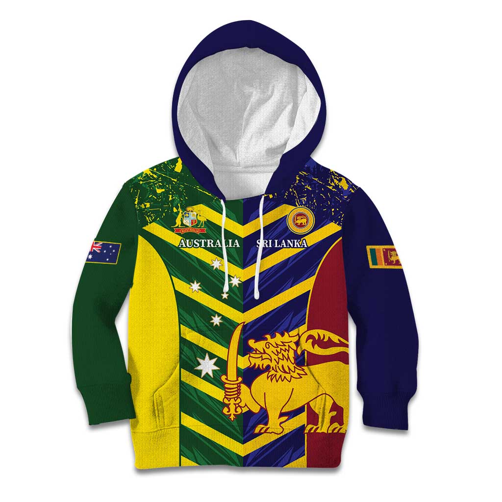 Custom Sri Lanka And Australia Cricket Kid Hoodie 2025 The Lions Baggy Greens Together - Wonder Print Shop