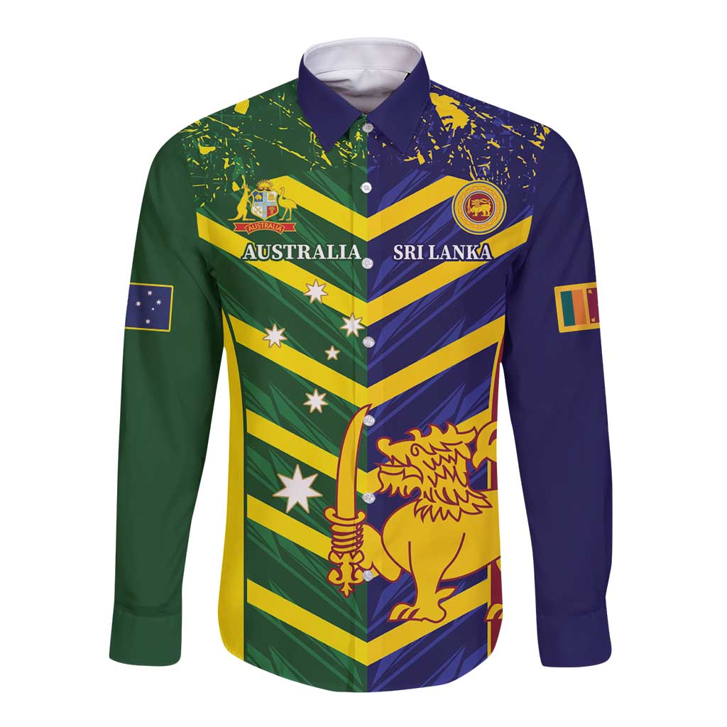 Custom Sri Lanka And Australia Cricket Long Sleeve Button Shirt 2025 The Lions Baggy Greens Together - Wonder Print Shop