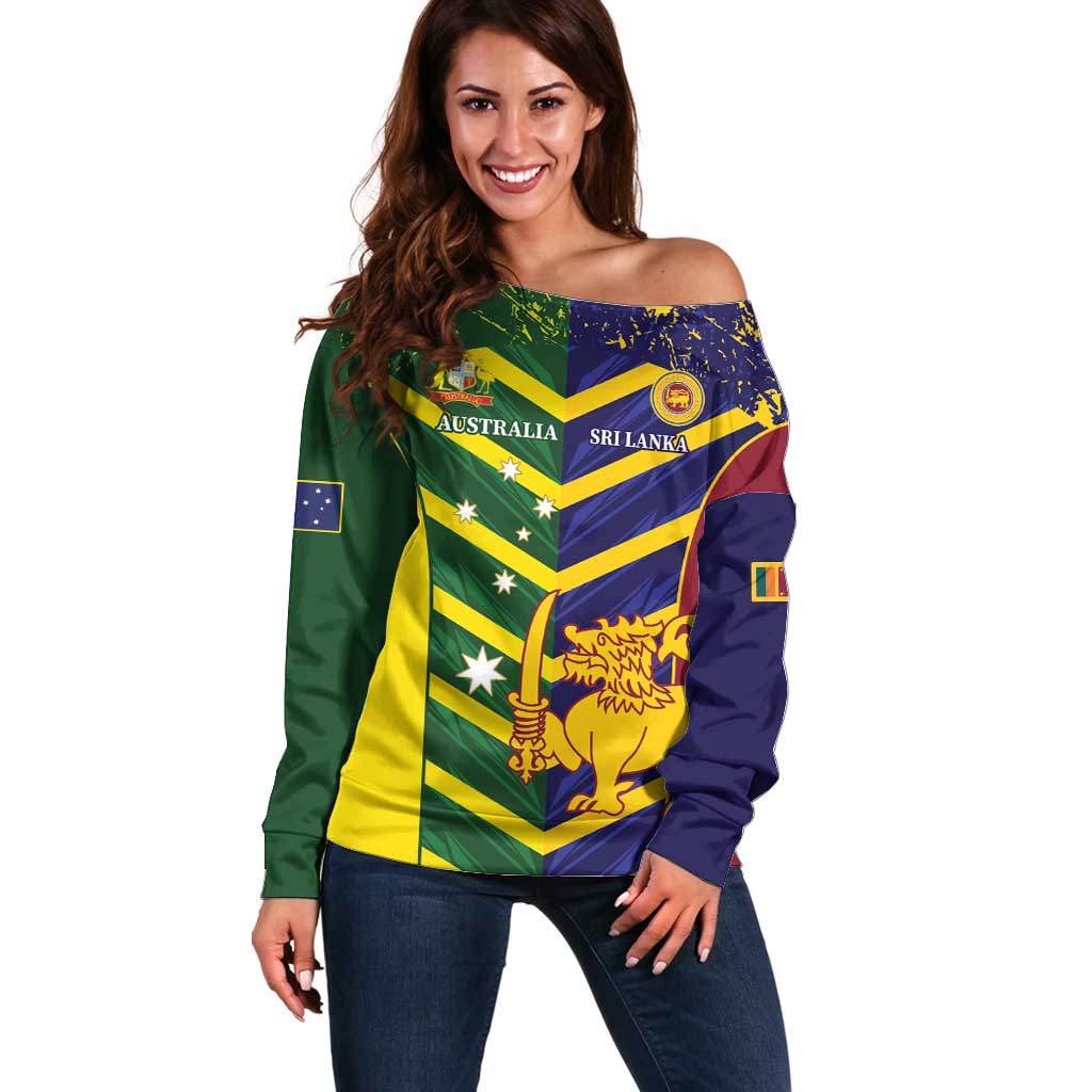 Custom Sri Lanka And Australia Cricket Off Shoulder Sweater 2025 The Lions Baggy Greens Together