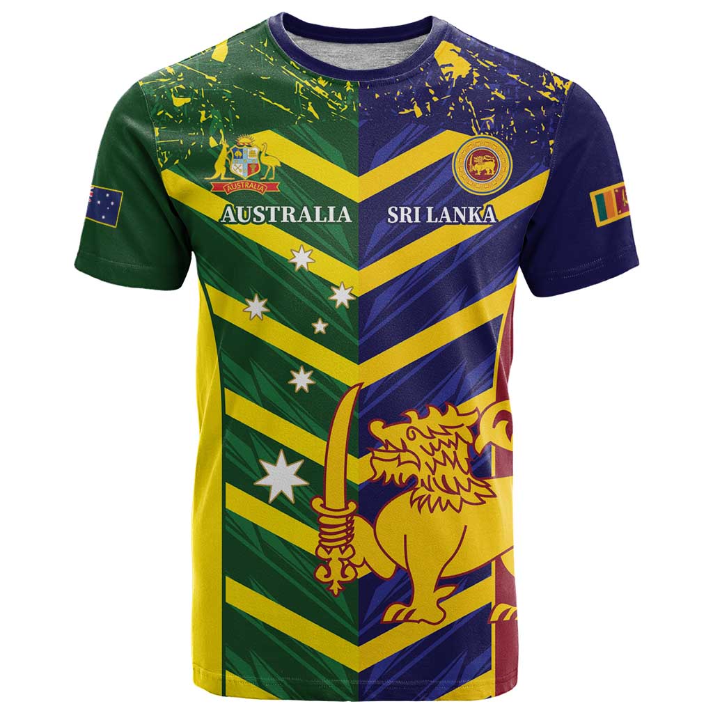 Custom Sri Lanka And Australia Cricket T Shirt 2025 The Lions Baggy Greens Together