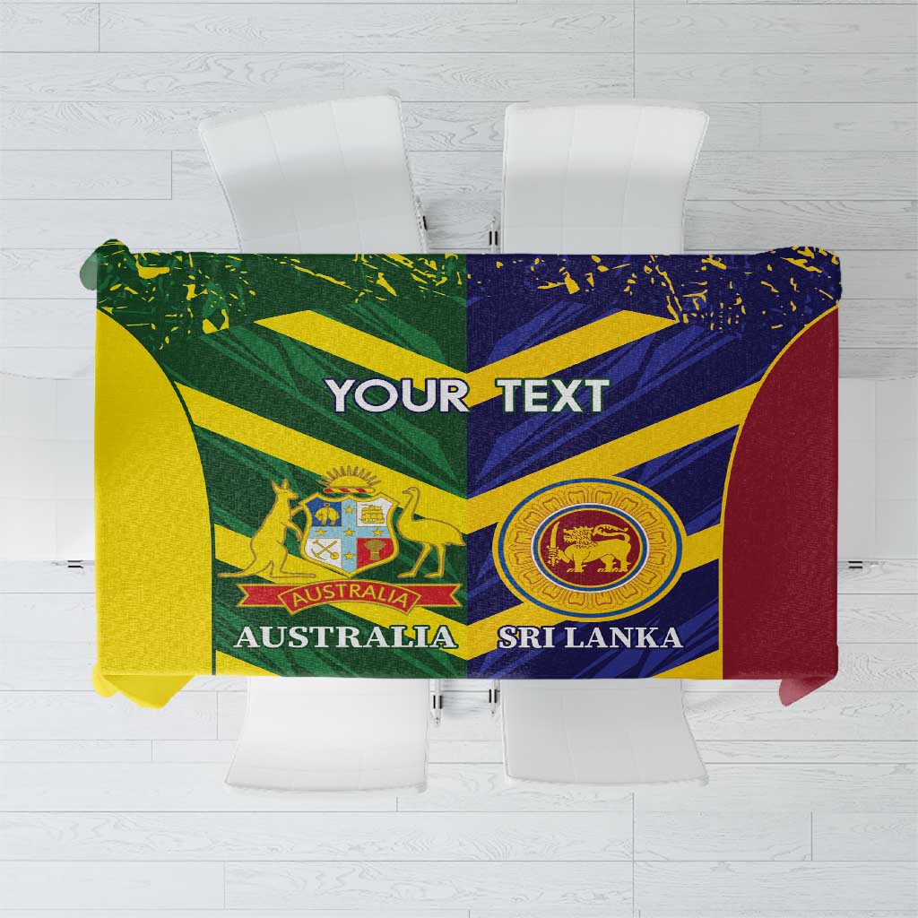 Custom Sri Lanka And Australia Cricket Tablecloth 2025 The Lions Baggy Greens Together