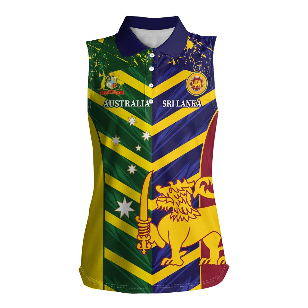 Custom Sri Lanka And Australia Cricket Women Sleeveless Polo Shirt 2025 The Lions Baggy Greens Together