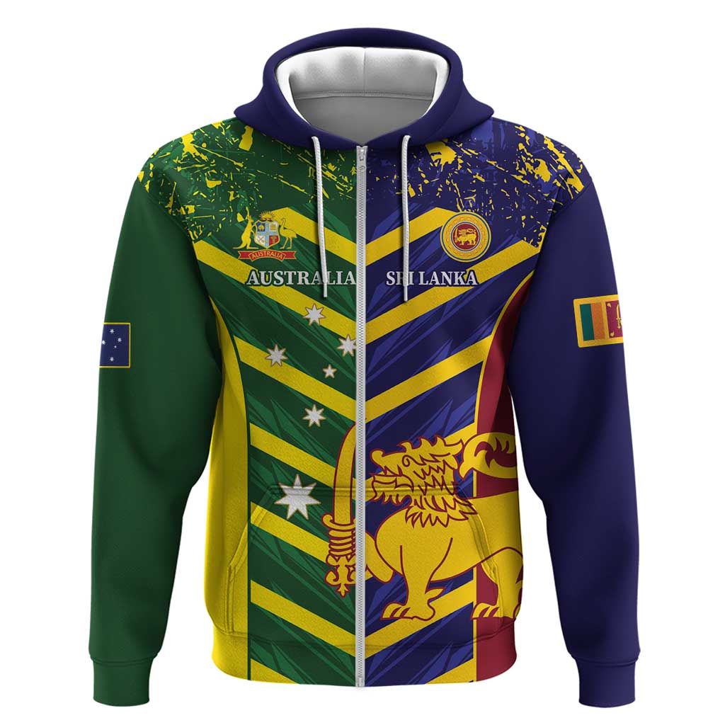 Custom Sri Lanka And Australia Cricket Zip Hoodie 2025 The Lions Baggy Greens Together