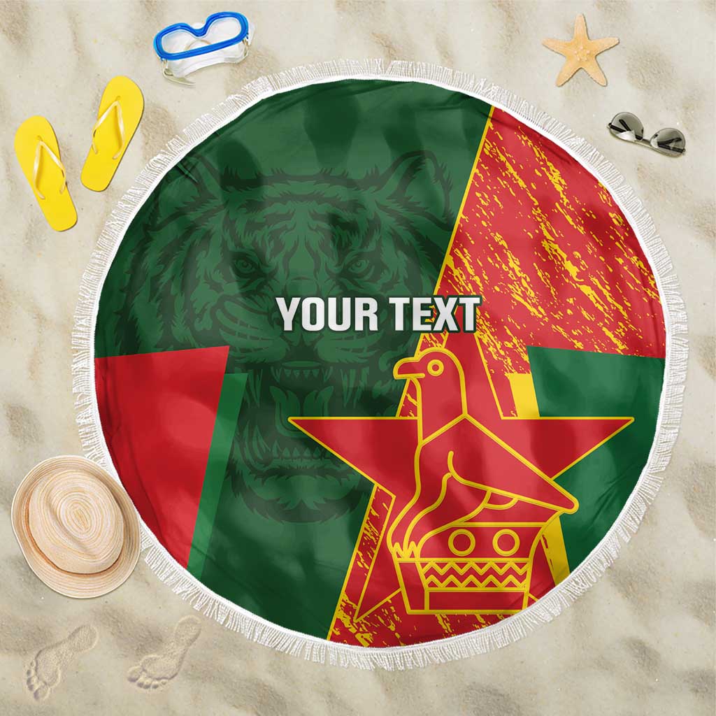 Custom Bangladesh And Zimbabwe Cricket Beach Blanket 2025 Tigers Chevrons Together - Wonder Print Shop