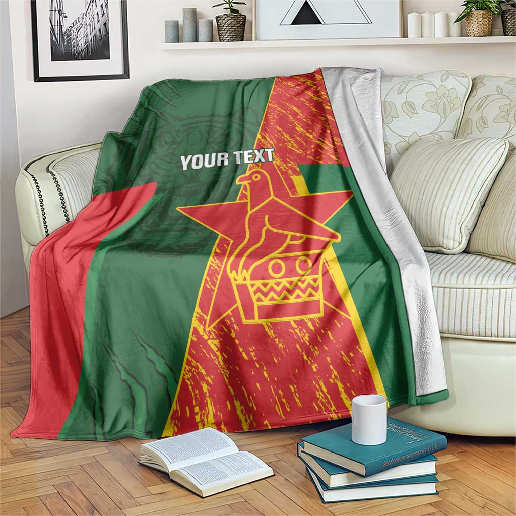 Green cricket blanket with red and yellow star mascot graphic and custom text center