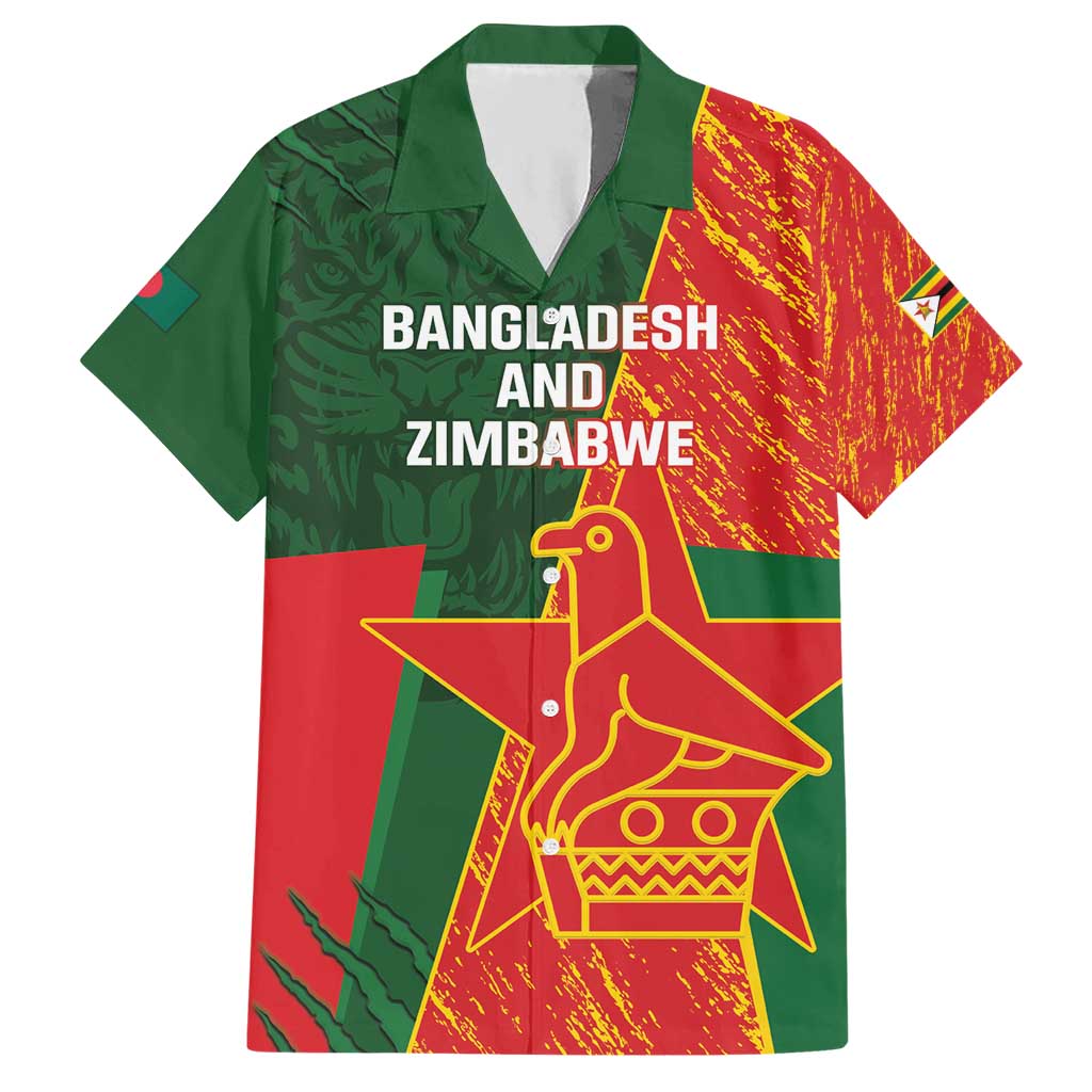 Custom Bangladesh And Zimbabwe Cricket Hawaiian Shirt 2025 Tigers Chevrons Together - Wonder Print Shop