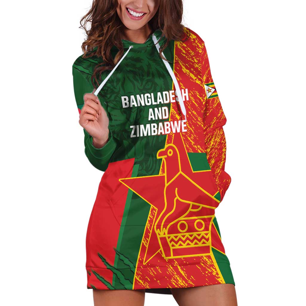 Custom Bangladesh And Zimbabwe Cricket Hoodie Dress 2025 Tigers Chevrons Together