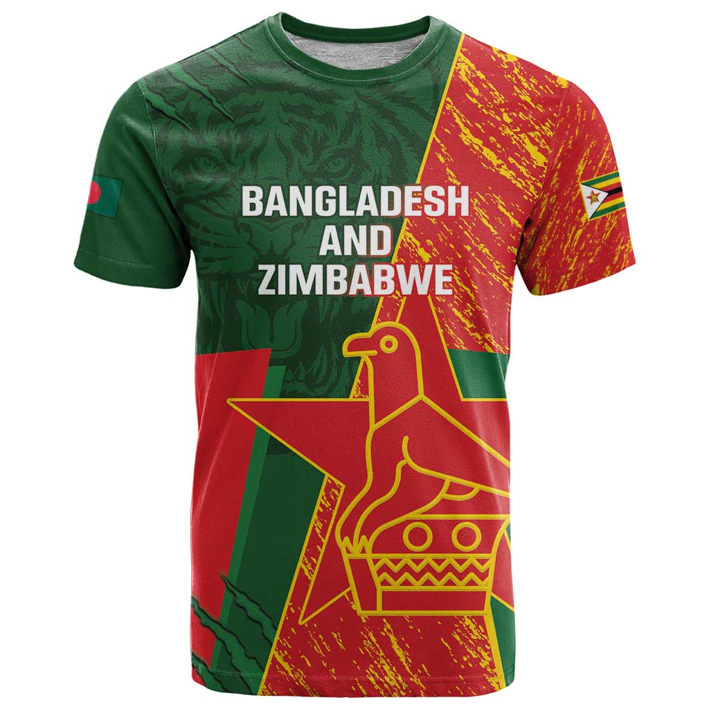 Custom Bangladesh And Zimbabwe Cricket T Shirt 2025 Tigers Chevrons Together