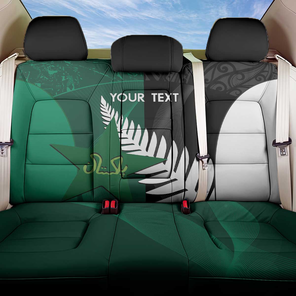 Custom New Zealand And Pakistan Cricket Back Car Seat Cover 2025 Black Cap Shaheens Together - Wonder Print Shop