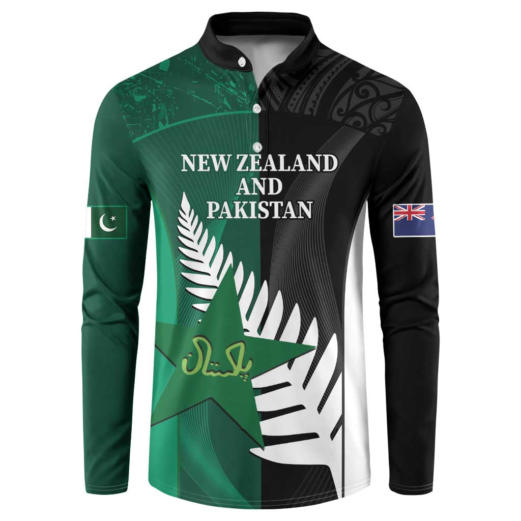 Custom New Zealand And Pakistan Cricket Button Sweatshirt 2025 Black Cap Shaheens Together - Wonder Print Shop