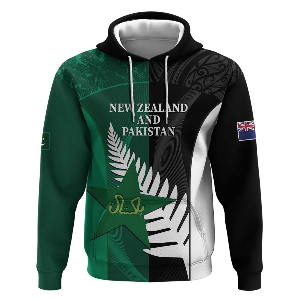 Custom New Zealand And Pakistan Cricket Hoodie 2025 Black Cap Shaheens Together - Wonder Print Shop