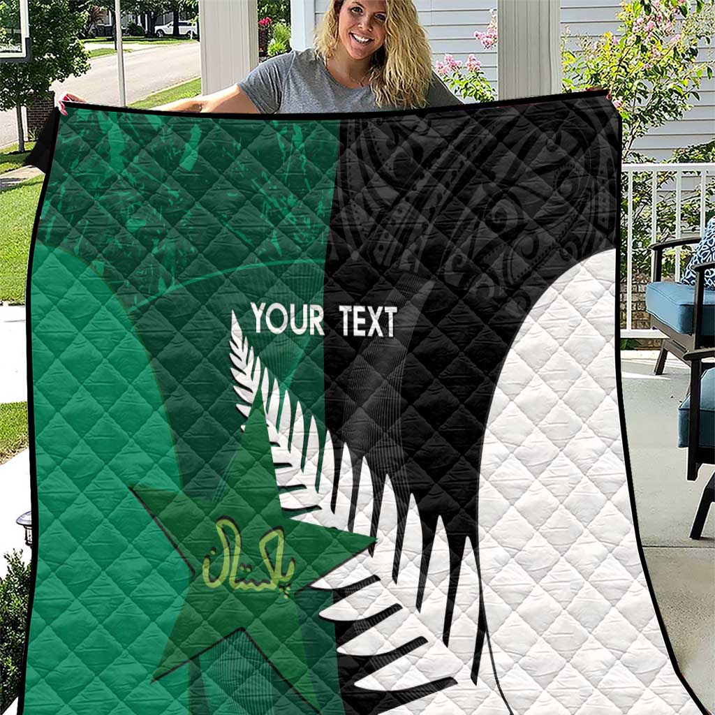 Custom New Zealand And Pakistan Cricket Quilt 2025 Black Cap Shaheens Together