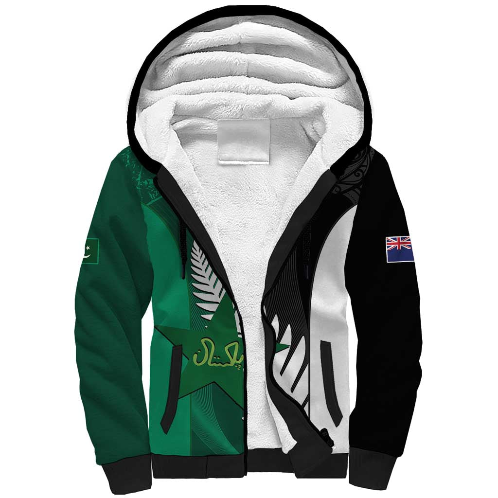 Custom New Zealand And Pakistan Cricket Sherpa Hoodie 2025 Black Cap Shaheens Together