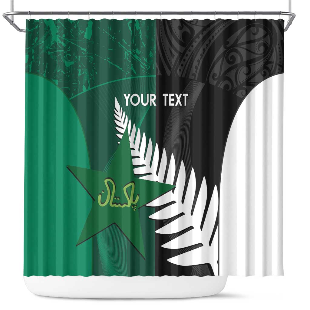 Custom New Zealand And Pakistan Cricket Shower Curtain 2025 Black Cap Shaheens Together