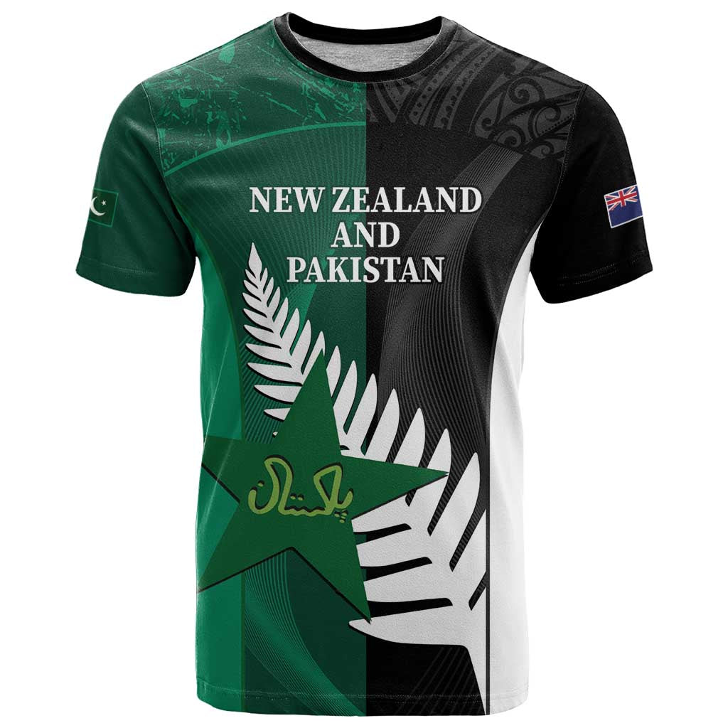 Custom New Zealand And Pakistan Cricket T Shirt 2025 Black Cap Shaheens Together