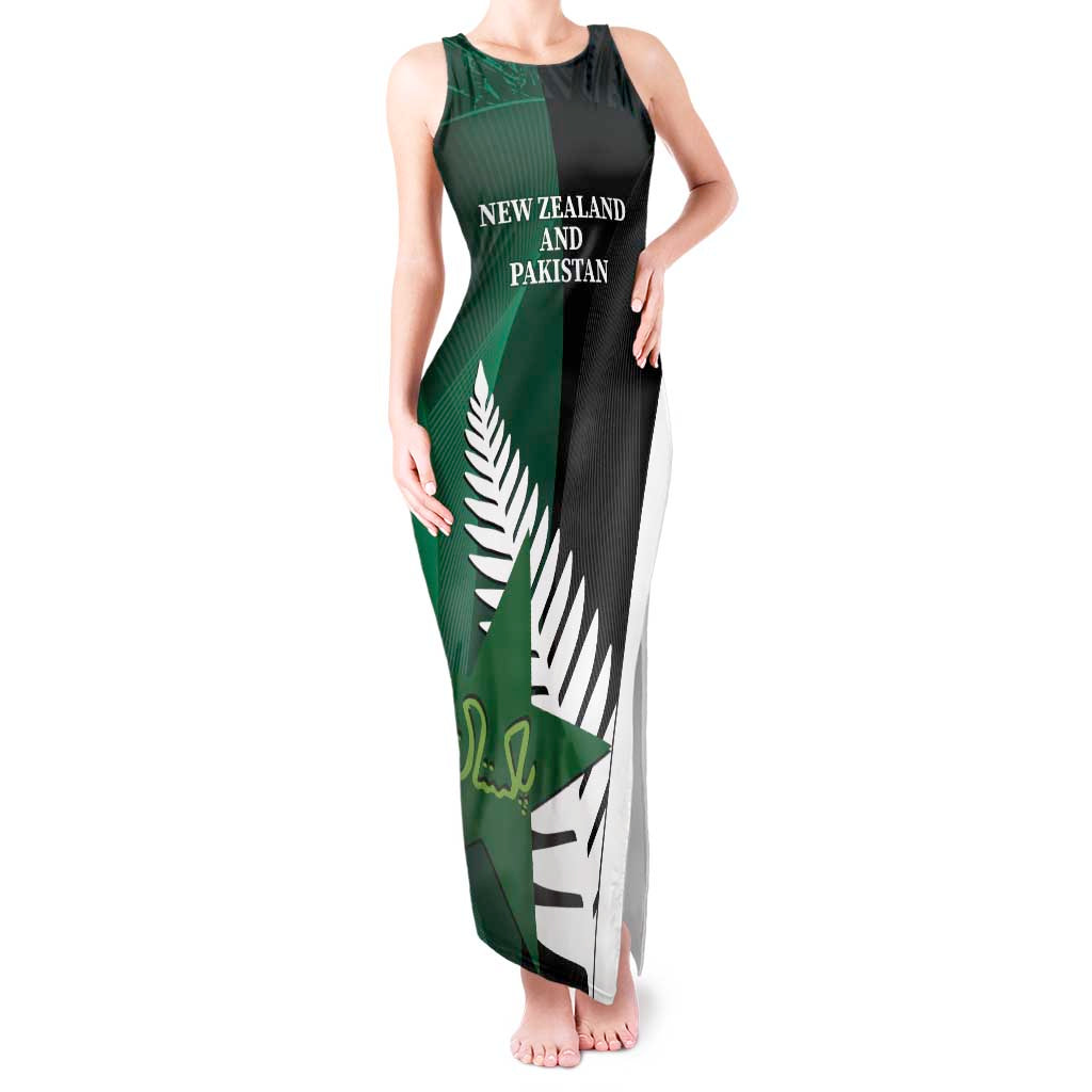 Custom New Zealand And Pakistan Cricket Tank Maxi Dress 2025 Black Cap Shaheens Together