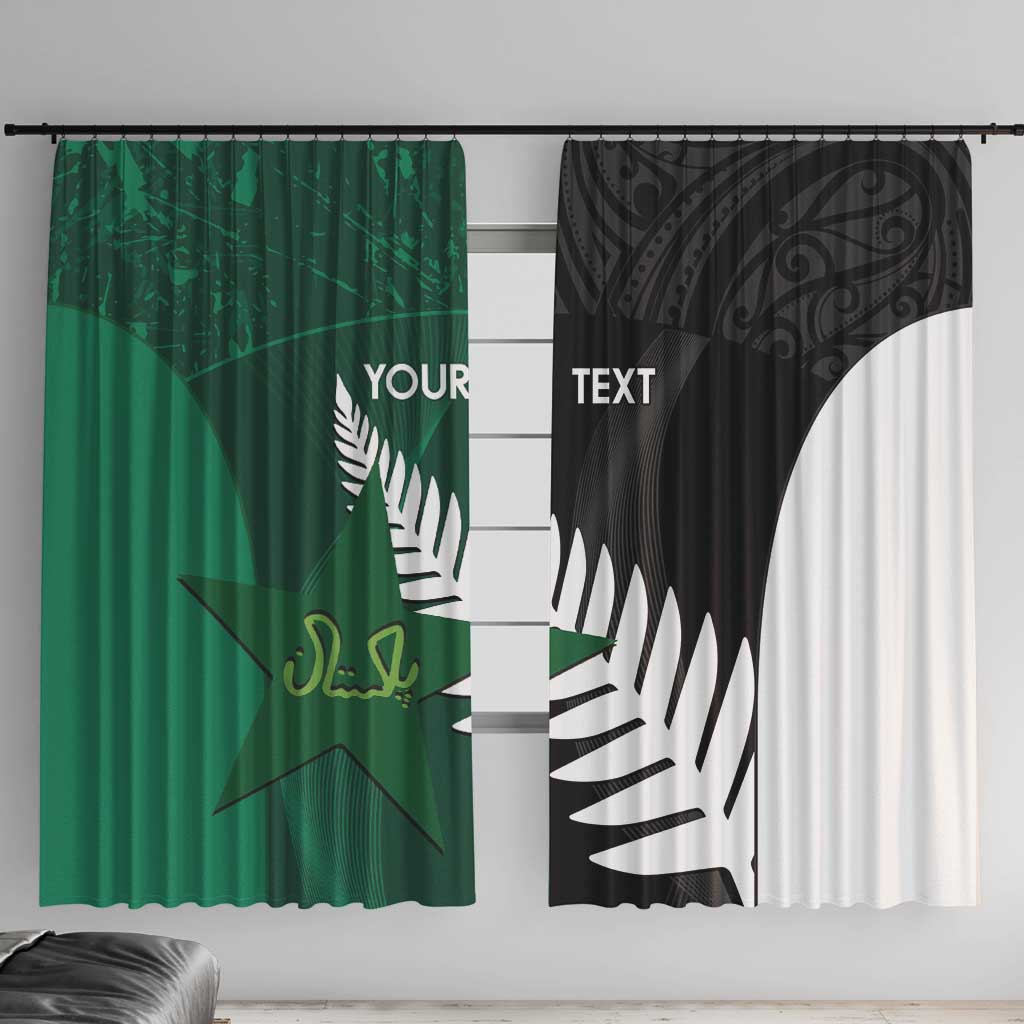 Custom New Zealand And Pakistan Cricket Window Curtain 2025 Black Cap Shaheens Together