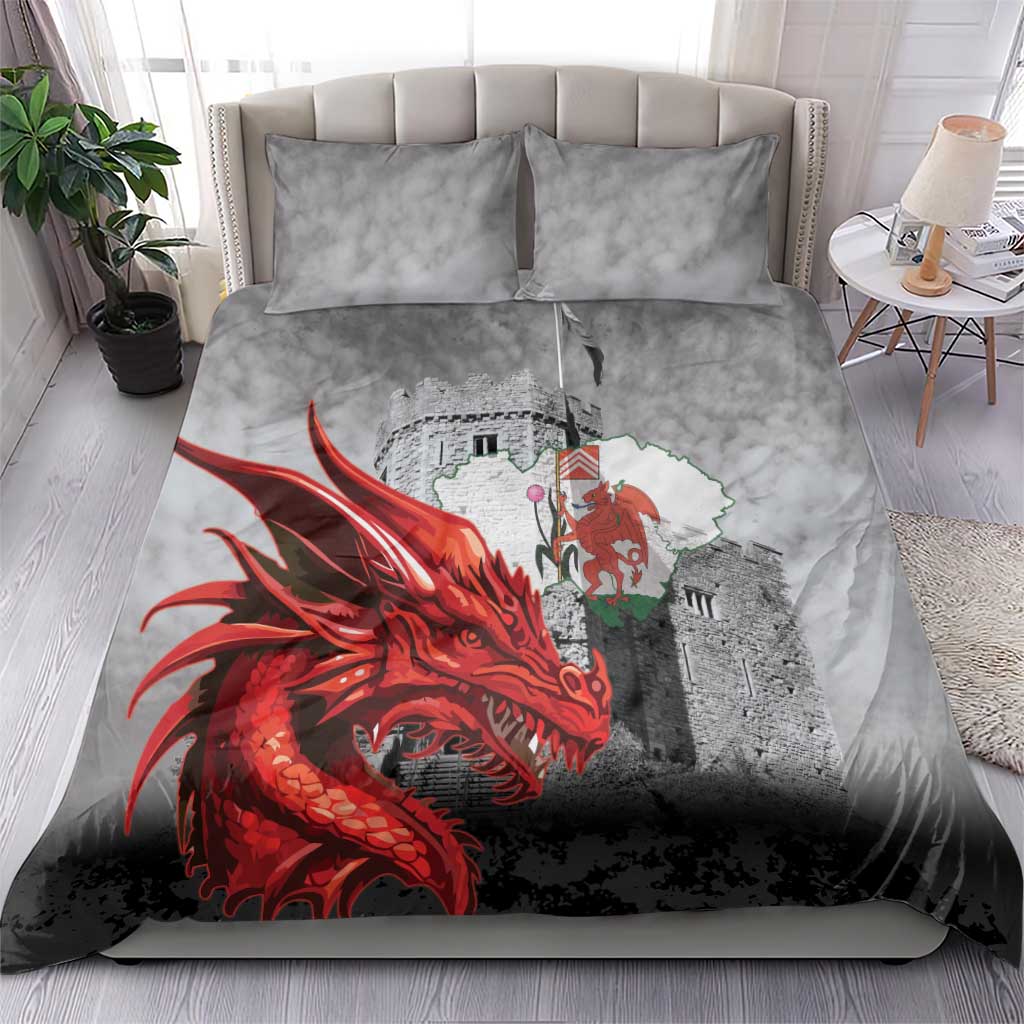 Wales Cardiff Capital Bedding Set Welsh Red Dragon Castell Caerdydd - Wonder Print Shop