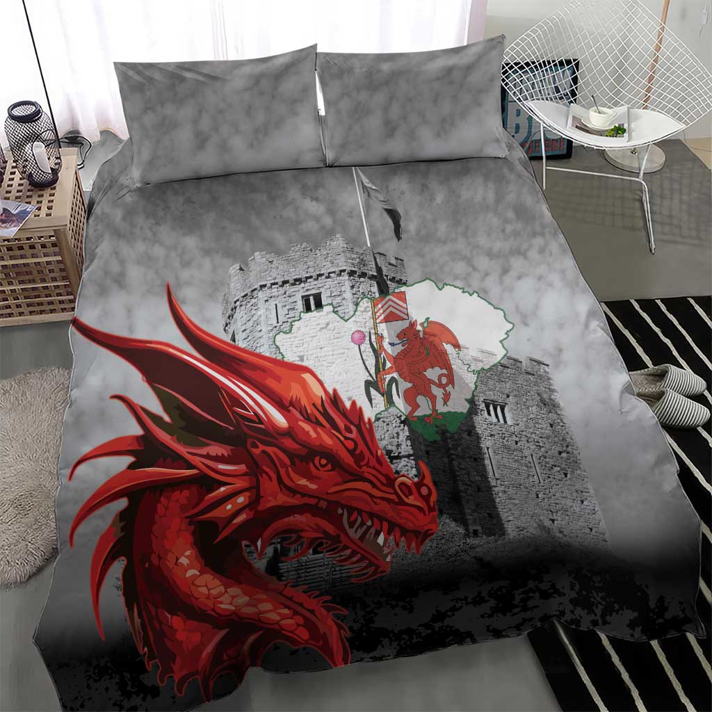 Wales Cardiff Capital Bedding Set Welsh Red Dragon Castell Caerdydd - Wonder Print Shop
