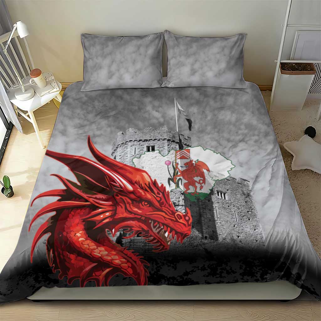 Wales Cardiff Capital Bedding Set Welsh Red Dragon Castell Caerdydd - Wonder Print Shop
