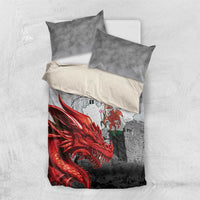 Wales Cardiff Capital Bedding Set Welsh Red Dragon Castell Caerdydd - Wonder Print Shop
