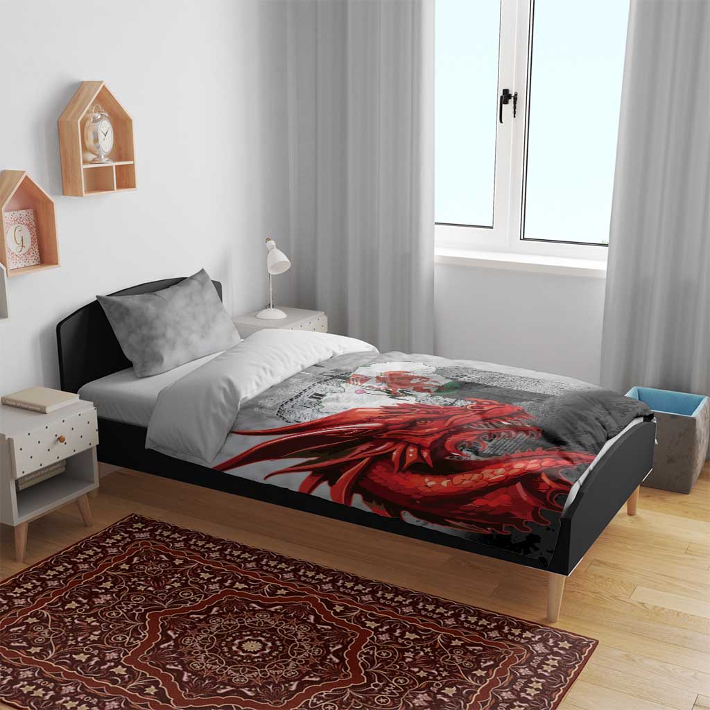 Wales Cardiff Capital Bedding Set Welsh Red Dragon Castell Caerdydd - Wonder Print Shop