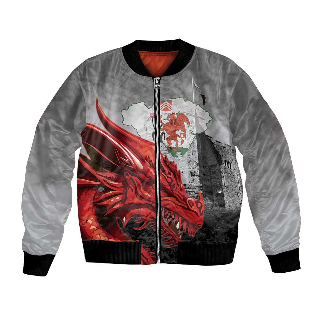 Wales Cardiff Capital Bomber Jacket Welsh Red Dragon Castell Caerdydd - Wonder Print Shop