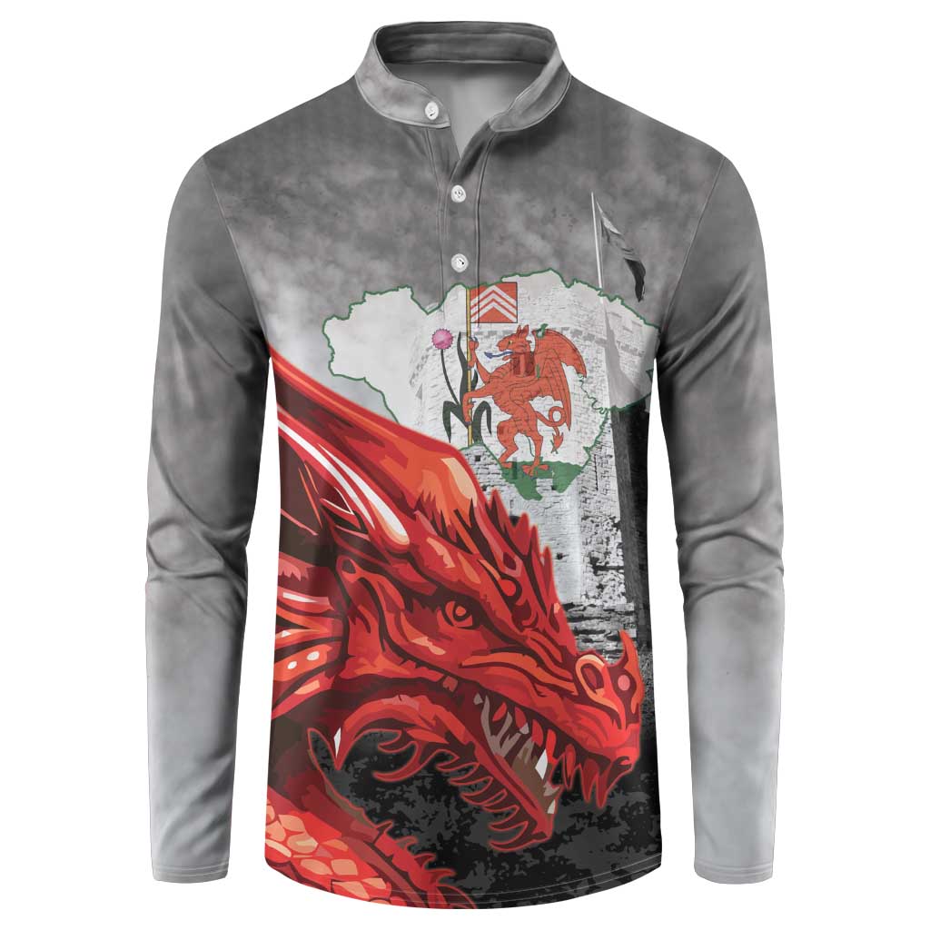 Wales Cardiff Capital Button Sweatshirt Welsh Red Dragon Castell Caerdydd - Wonder Print Shop