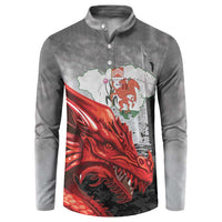 Wales Cardiff Capital Button Sweatshirt Welsh Red Dragon Castell Caerdydd - Wonder Print Shop