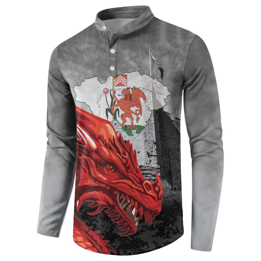 Wales Cardiff Capital Button Sweatshirt Welsh Red Dragon Castell Caerdydd - Wonder Print Shop