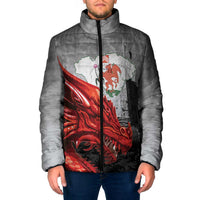 Wales Cardiff Capital Padded Jacket Welsh Red Dragon Castell Caerdydd - Wonder Print Shop