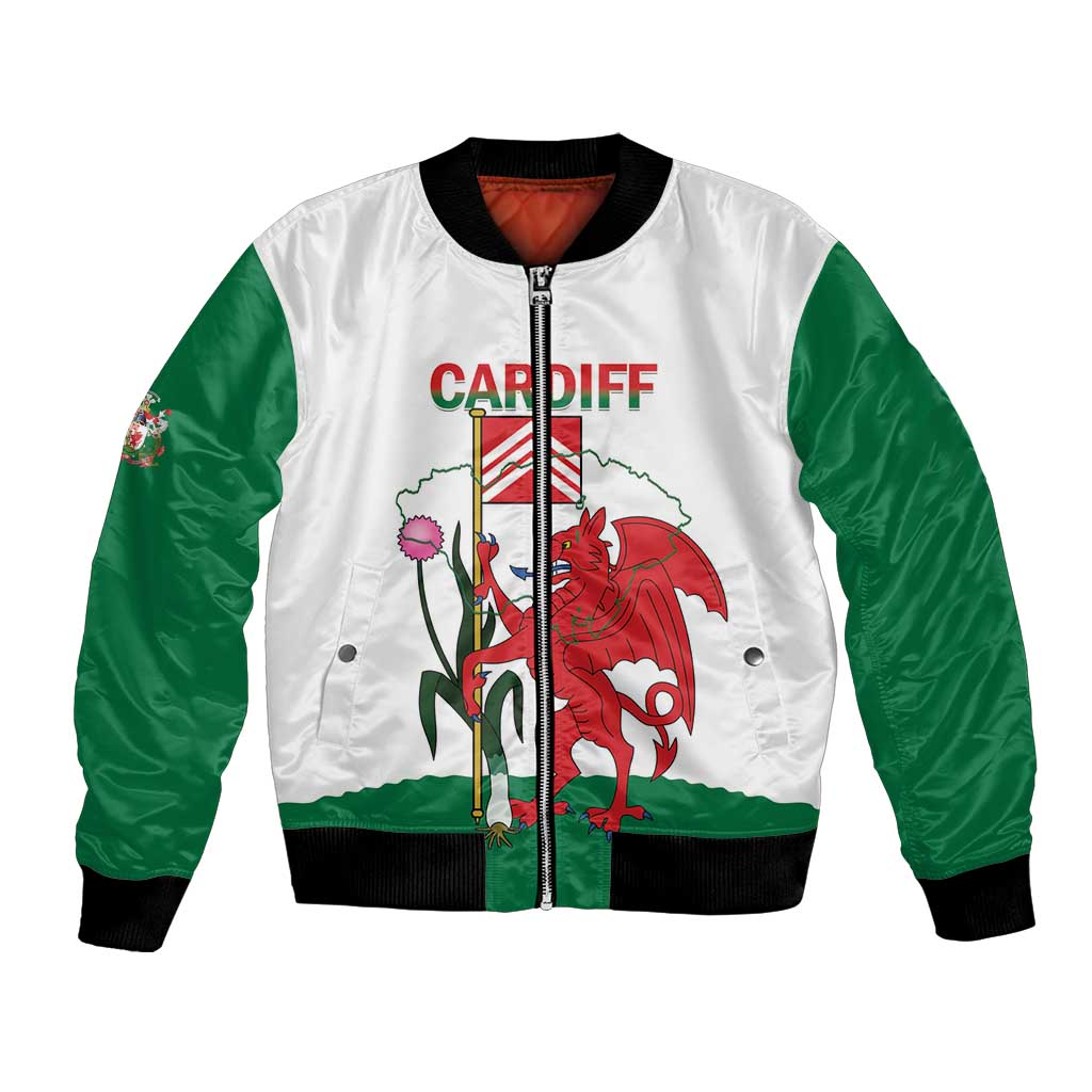 Personalised Wales Cardiff Capital Bomber Jacket Welsh Dragon Glamorgan Flag Style - Wonder Print Shop