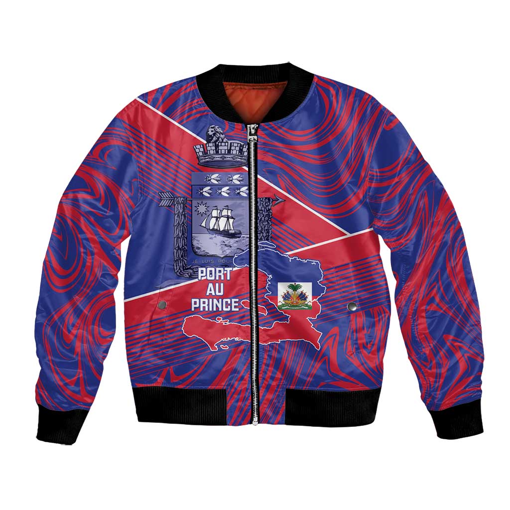 Port-au-Prince Afro-Haitians Bomber Jacket Ayiti Map Pòtoprens Flag Color - Wonder Print Shop