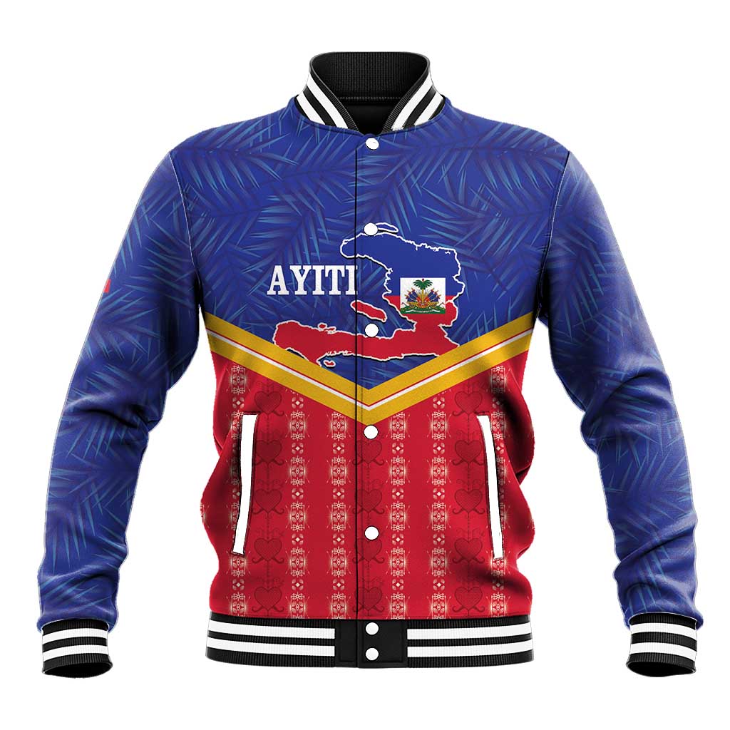 Afro-Haitians Baseball Jacket Proud Ayiti Veve Vodou Royal Palm Leaves - Wonder Print Shop