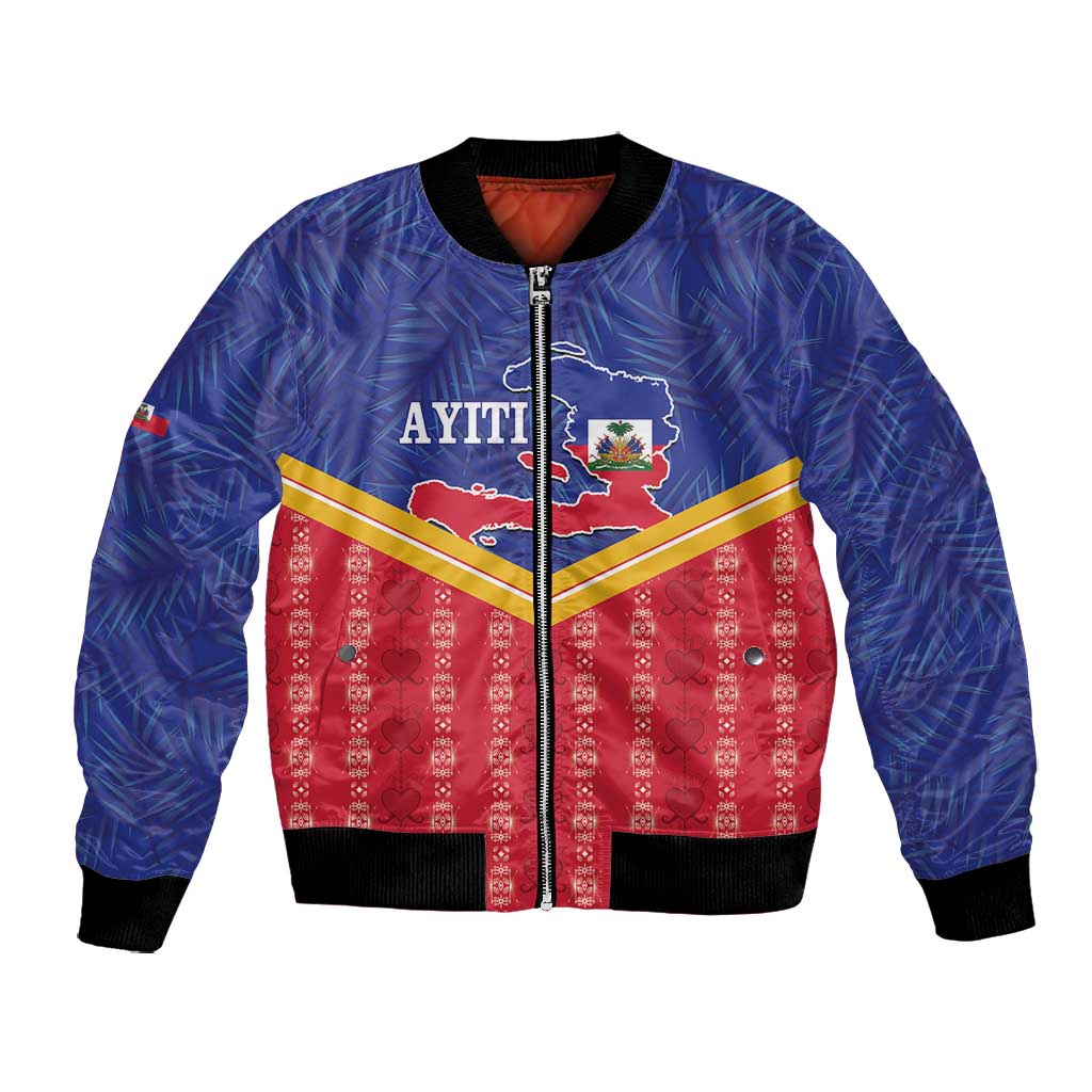 Afro-Haitians Bomber Jacket Proud Ayiti Veve Vodou Royal Palm Leaves - Wonder Print Shop