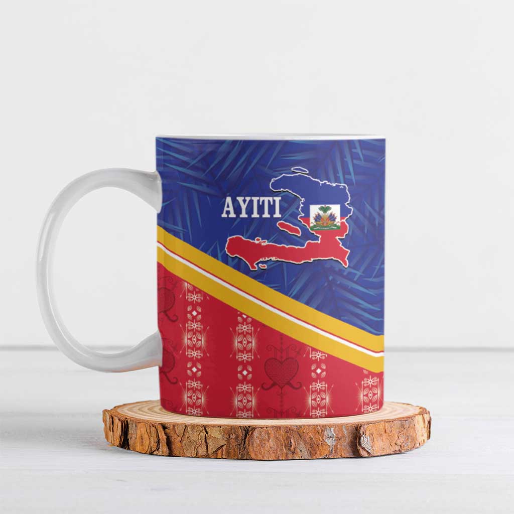 Afro-Haitians Ceramic Mug Proud Ayiti Veve Vodou Royal Palm Leaves - Wonder Print Shop