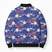 Afro-Haitians Bomber Puffer Jacket Ayiti Map and Rose Kayenn Tropical Style - Wonder Print Shop